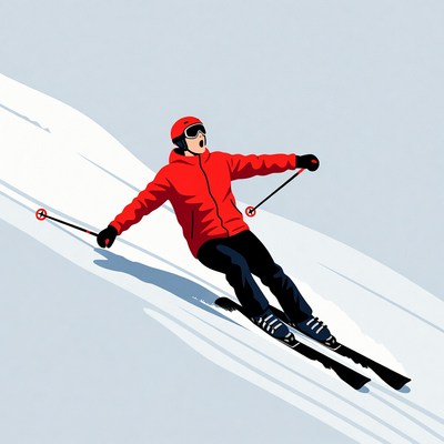 Man skiing down snowy slope