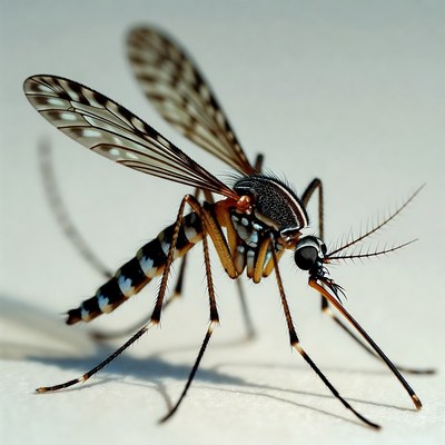 Crane fly on white background