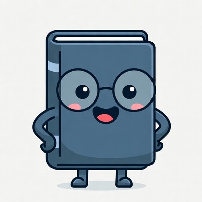 Cartoon book with glasses smiling