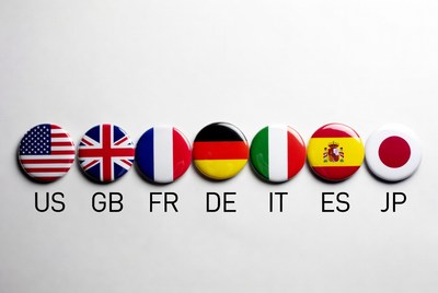 US UK France Germany Italy Spain Japan Flags