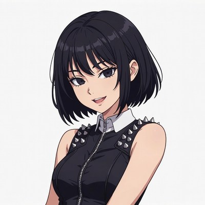 Anime girl with bob haircut smiling