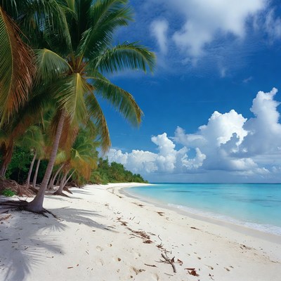 Tropical Beach with Palm Trees