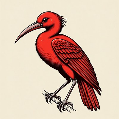 Red Crested Bird on Branch