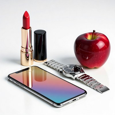 Red Lipstick, Apple, Watch, Phone