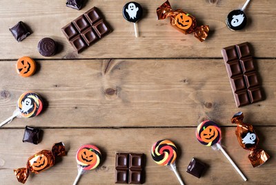 Halloween Candy on Wooden Table