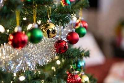 Colorful Christmas Ornaments on Tree