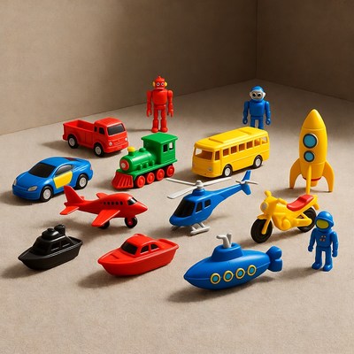 Colorful Toy Vehicles and Robots
