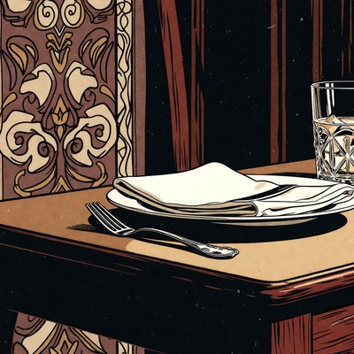 Elegant table with napkin and water glass