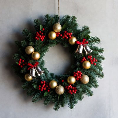Christmas Wreath with Gold Ornaments