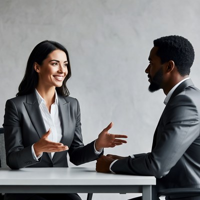 Businesswoman and businessman in meeting