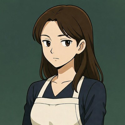 Anime woman in apron