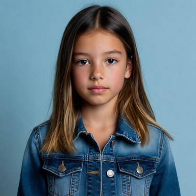 Girl in blue denim jacket