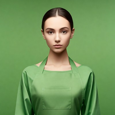 Woman wearing green apron