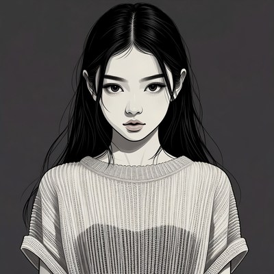 Asian girl in sweater portrait