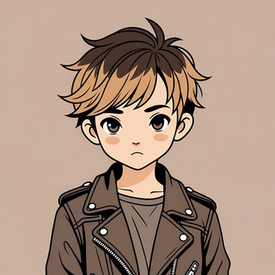 Anime boy in leather jacket
