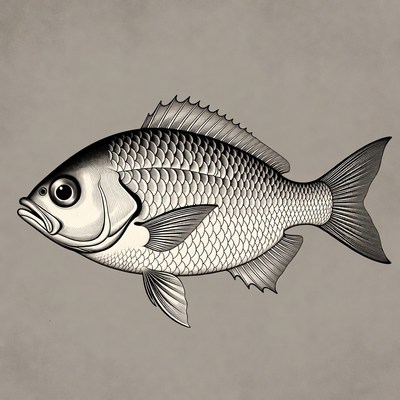 Illustrated silver sea bream fish