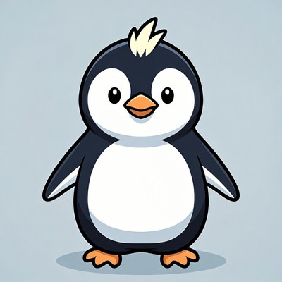 Cute cartoon penguin with white crest