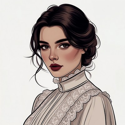 Woman in Victorian lace blouse