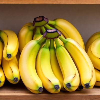 Fresh bananas in wooden shelf