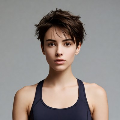 Woman with short brown hair