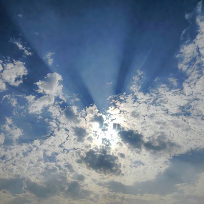 Sun rays through clouds