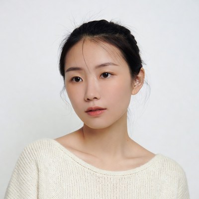Asian woman in white off-shoulder sweater