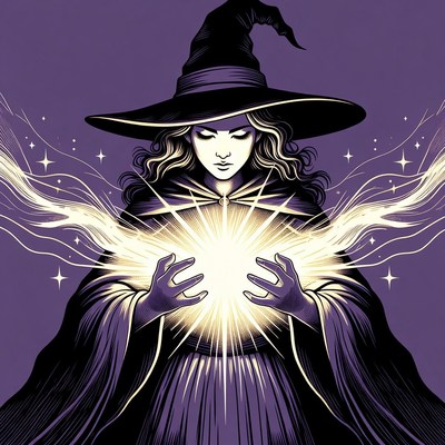 Woman holding glowing magic orb