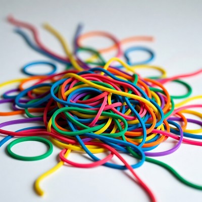 Colorful rubber bands pile