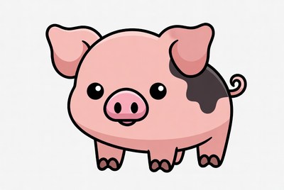 Cute pink pig illustration