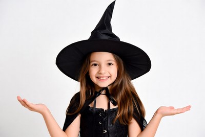 Girl in witch costume with hat