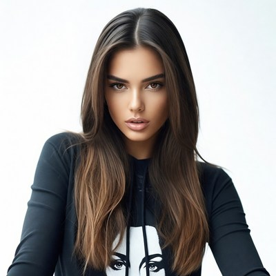 Woman in black hoodie closeup