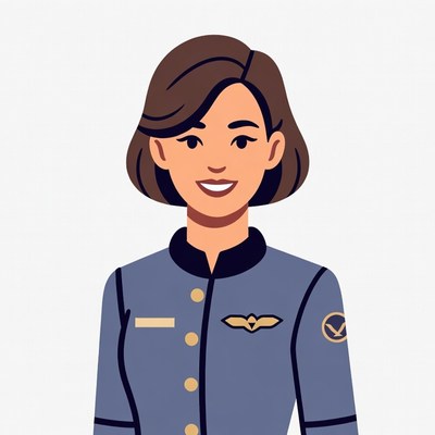 Smiling Asian flight attendant illustration