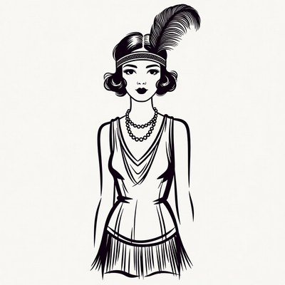 Flapper girl with feather headband