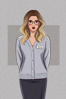 Blonde teacher woman illustration