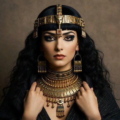 Egyptian woman in gold jewelry