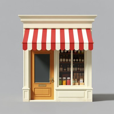 3D Illustration of Small Shop Front