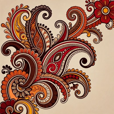 Colorful Paisley Pattern Illustration