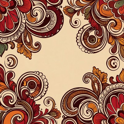 Red Floral Corner Border Illustration
