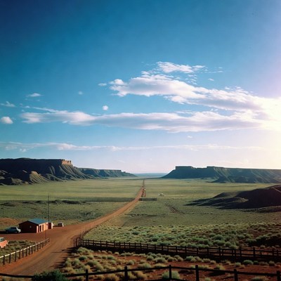 Desert Road Through Canyon Valley