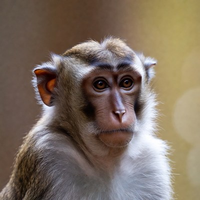 Long-tailed macaque staring at camera
