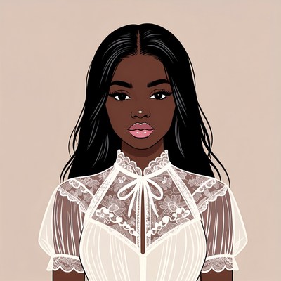 African-American woman in lace blouse