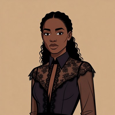 African-American woman in lace dress