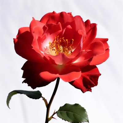 Red Rose on White Background