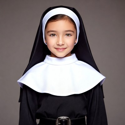 Young girl in nun costume