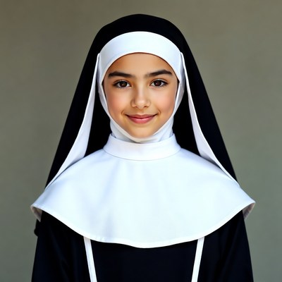 Young nun smiling in habit