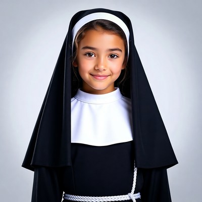 Young girl in nun habit