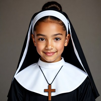 Young girl in nun habit
