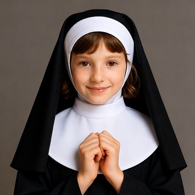 Young girl nun praying