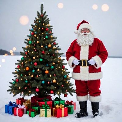 Santa Claus with Christmas Tree