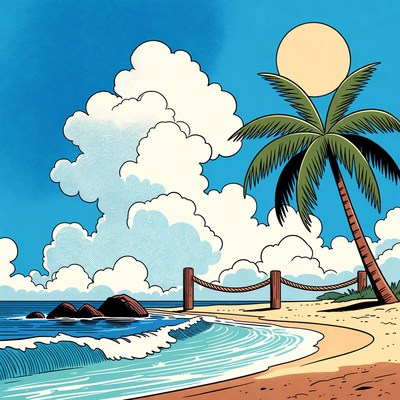 Tropical beach with palm tree